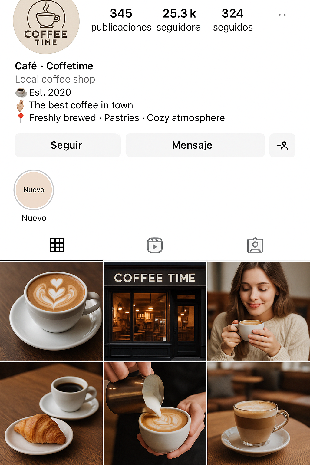 Captura del perfil de Instagram de Coffee Time